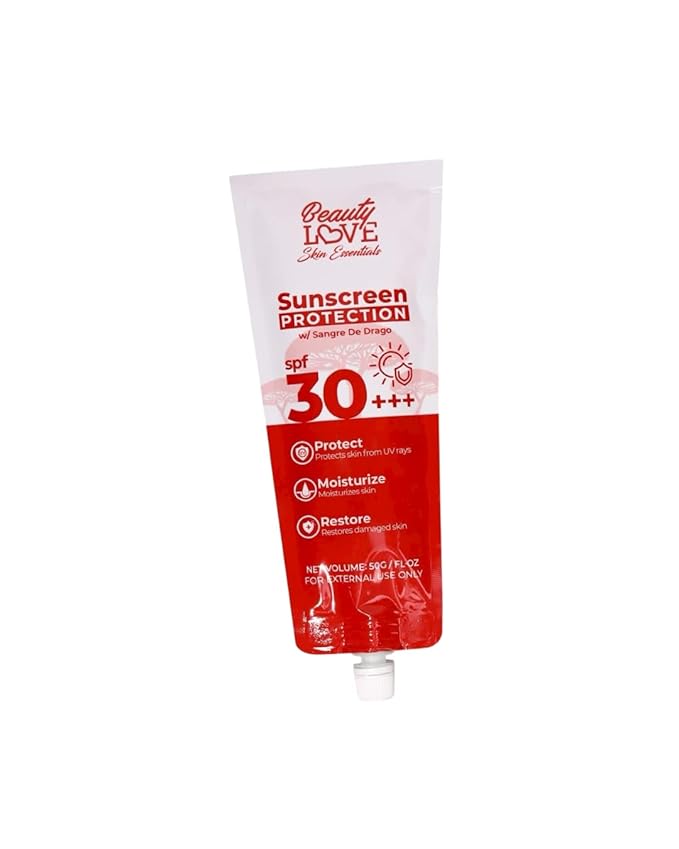 Beauty Love Sunscreen with Sangre De Drago, SPF 30+++, Triple Action Protection, Moisturizing and Skin Restoration, 50g