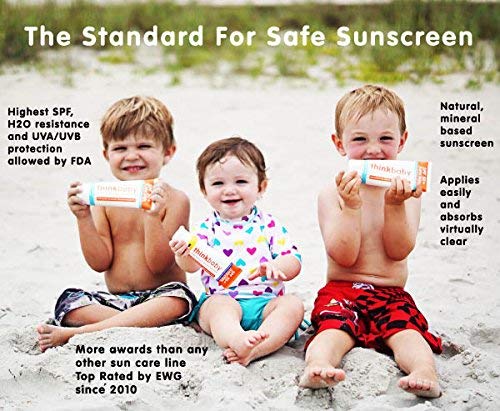 Thinksport Kids SPF 50+ Mineral Sunscreen Safe, Natural Sunblock for Children - Water Resistant Sun Cream Broad Spectrum UVA/UVB Sun Protection Vegan, Reef Friendly Sun Lotion, 3oz
