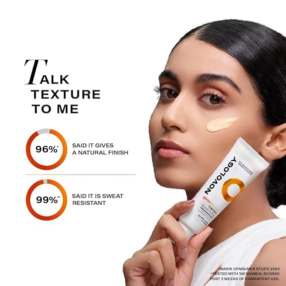 Novol.ogy SPF 50 PA++++ Tinted Sunscreen for Pigmentation, Dark Spots and Acne Marks | Blends into Natural Finish | For All Skin Types | 50 g