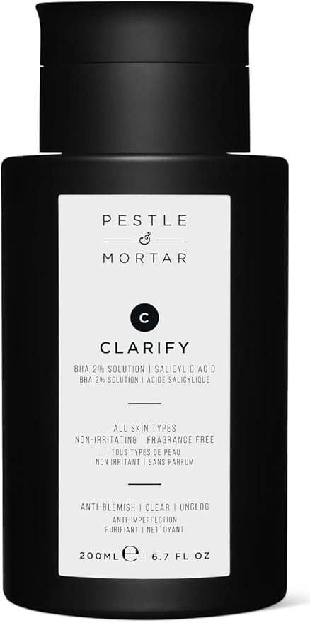 Pestle & Mortar Clarify 2% Salicylic Acid Toner, Acne Treatment and Clear Breakouts, Facial Exfoliant to removes Excess Oil, 6.76 oz