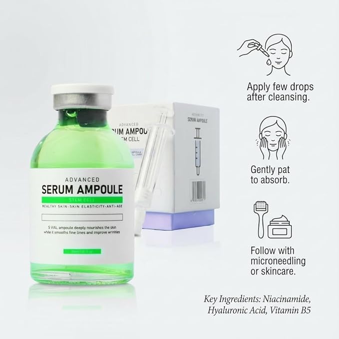 Korean Skincare Microneedling Serum Ampoule 1.18 fl oz – Smooth Glide Face Serum for Micro Needling Pen, Lightweight Hydrating K-Beauty Skin Prep Formula
