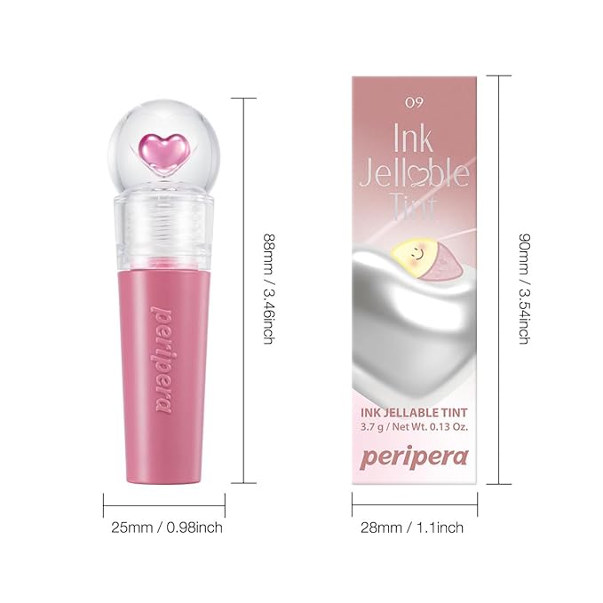 Peripera Ink Jellable Tint, Lip Stain, Korean Lip Tint, High Pigment Color, Longwear, Weightless, Moisutizing, Hydrating (009 REASONABLE ROSE)