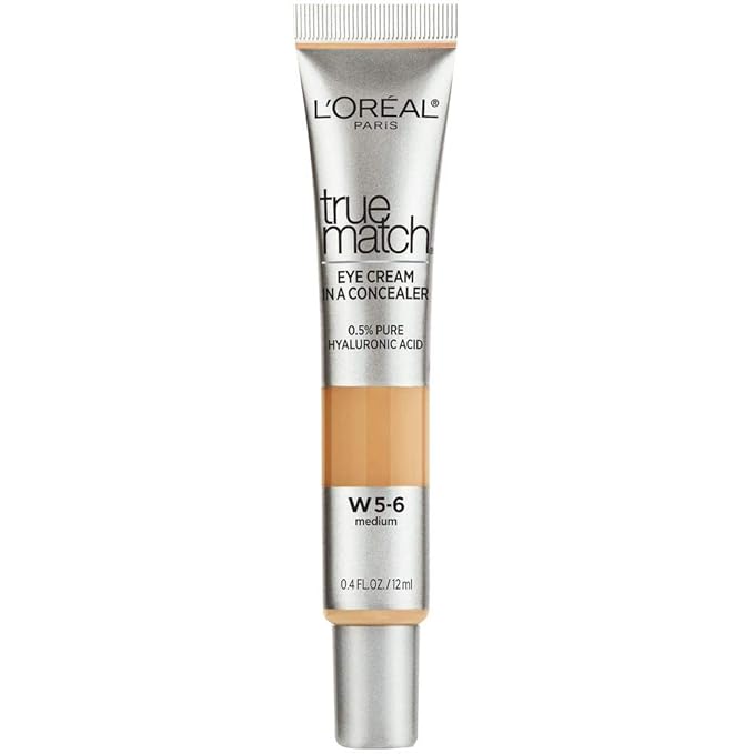 L’Oréal Paris True Match Eye Cream in a Concealer, 0.5% hyaluronic acid, Medium N5-6, 0.4 fl. oz.