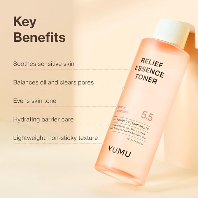 YUMU Glow Essential Set, 4-Step Skincare Routine for Sensitive Skin, Double Cleansing with Cleansing Oil & Cleanser, Essence Toner & Zinc Cream, Korean Skincare