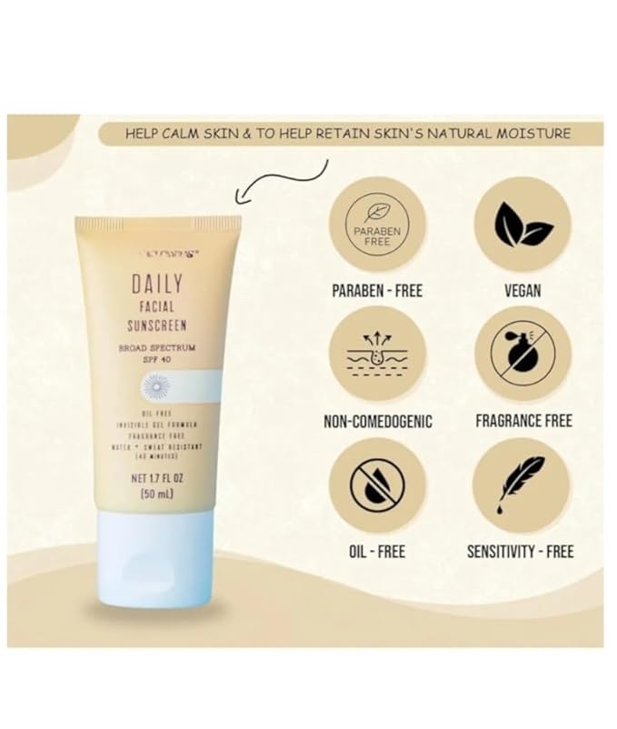 Generic Trader Jo Daily Facial Sunscreen Broad Spectrum SPF40, oil free invisible, gel formula, fragrance free, water + Sweat Resistance (3 Pack)