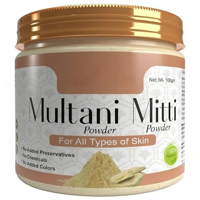 Pure & Natural Herbal Multani Mitti Powder, for Face Glow| Face Pack For Skin | Natural Skin Toner | Tan Reducer, 100gram