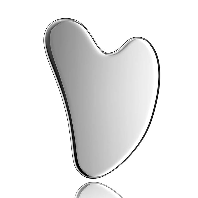 Stainless Steel Gua Sha Facial Tool Metal Silver Guasha for Face Chin Jawline Sculpting Eyes Neck Body Tighten Skin Massage Care Gifts