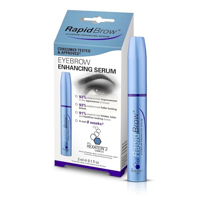 rapidBrow Eyebrow Enhancing Serum 3 mL - Hydrating Hair Serum for Visibly Thicker-Looking Brows with Hexatein 2 Complex