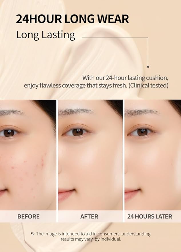 BEAUDIANI Natural Coverage – Mesh Tight Up Cushion – Korean Cushion Foundation, Semi-Matte Radiance, Long-lasting, Travel-Friendly Design (01 Light Beige)