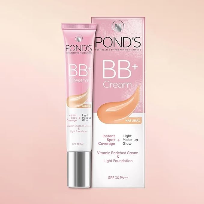 POND-S BB+ Cream, Natural Light Coverage, 18g, Pack of 2 (Natural Shade)