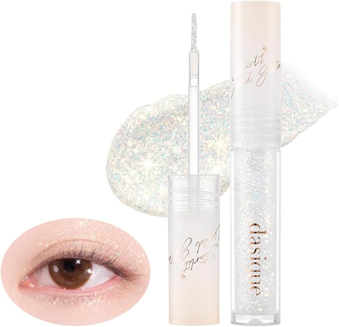 dasique Starlit Jewel Liquid Glitter (01 Frozen Gold) | Twinkle Glitter Shadow | Korean Makeup | Shimmer Eye Make Up | Eyeshadow Eyeliner | Long lasting | Multi use | Quick drying