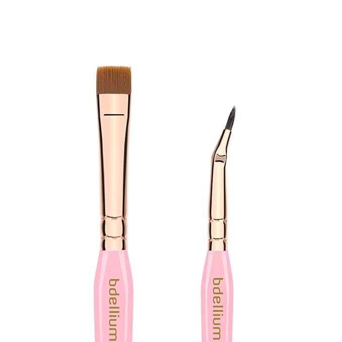 Bdellium Tools Pink Golden Triangle Eyes Makeup Brush Set - Versatile Eye Essential Brush Kit with Soft Synthetic Bristles and Rose Gold Brass Ferrule for a Range of Eye Styles (Pink, 5 pcs)