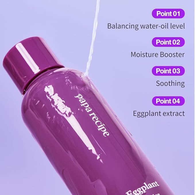 Papa Recipe Eggplant Clearing Skin(6.76fl oz/200ml) - Lupeol Moisturizing Toner for Face, Deep Hydration & Soothing with Eggplant Extract, Suitable for Combination & Dry Skin, Korean Skin Care
