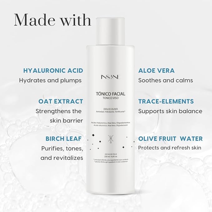 Hydrating Hyaluronic Acid Face Toner for Sensitive Skin – Pore-Minimizing, Anti-Aging & Radiance-Boosting with Aloe Vera, Oat & Birch Leaf – Alcohol-Free & Dermatologically Tested