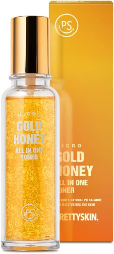 PRETTYSKIN Micro 24K Gold and Honey Extract for Hydration and Revitalization – Toner + Essence | Deep Hydration, Texture Care, Skin Revitalizing Support | Lightweight (4.73 fl. oz)