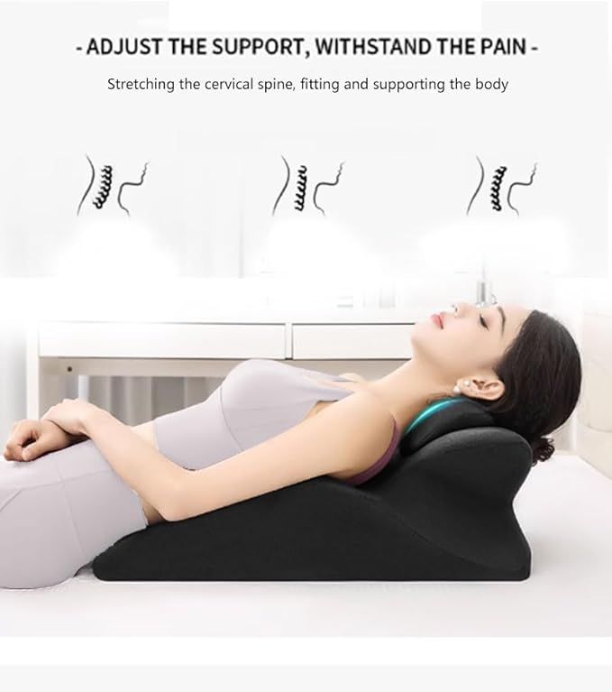 Ergonomic Memory Foam Wedge Pillow, 27° Angled Support for Neck and Waist, Multi-Position Support Pillow (Blue)