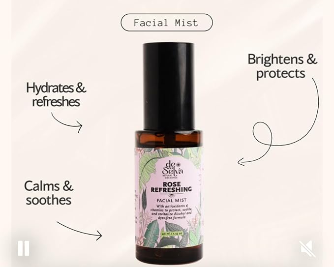 Rose Water Facial Mist – Hydrating Facial Mist with Rose Hydrosol, Cranberry Enzymes & Witch Hazel. Alcohol-Free, Vegan & Natural Skincare for Glowing Skin. 40 ml. De Selva Facial Toner.