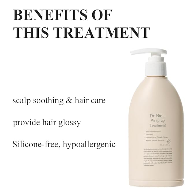 Dr. Bio Wrap-Up Treatment (8.45oz/250ml)| Damaged Hair Repair Treatment, Moisturizing Protein Conditioner for Volume with Probiotics & Amino Acid, Sensitive Scalp Relief, Korean Hair Care, Vegan | silicon-free, Vegan, Korean Hair Care, Moisturizing Pro...