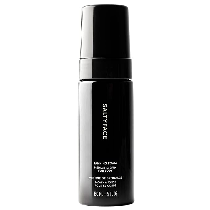 SALTYFACE - Tanning Foam (Medium to Dark) - Self Tanner for Body, Legs, Arms, Back - No Color Transfer - Oil Free, Fragrance Free - Streak-Free, Non-Clogging - Vegan Skin Care - 5 FL OZ (150 ML)