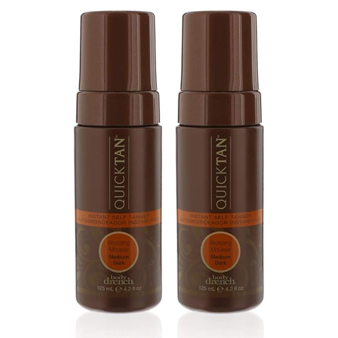 Body Drench Quick Tan Instant Self-Tanner - Bronzing Mousse, Self Tanning Foam for Natural and Quick Sun-Kissed Tan Skin, Medium Dark, 4.2 Oz, 2-Pack