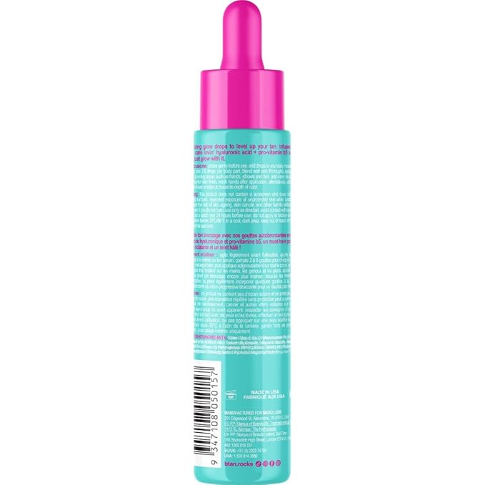 b.tan Dark Self Tanning Drops for Face & Body | Just Glow With It - Gradual Fake Tan Bronzing Serum Drop, Tanner Infused with Hydrating Skincare, Hyaluronic Acid, Men & Women, 1.3 Fl Oz