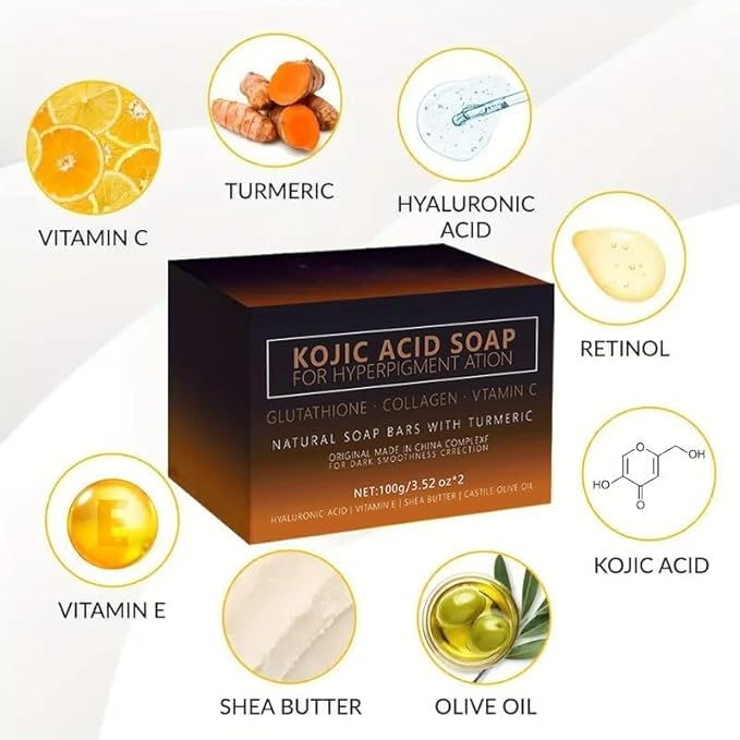 2 Pieces Turmeric Tricarboxylic Acid Soap, Whitening Soap, Gentle Moisturizer for Face and Body for Whitening Bath and Pore Reduction