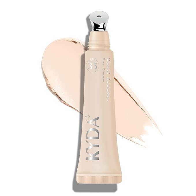 Mineral Sunscreen Eye Cream, SPF 35 3-in-1 Anti-Aging Sunscreen Under Eye Corrector for Smooth Eyelines Cover Dark Circle, Fine Lines Puffiness and Bags-00 Fair