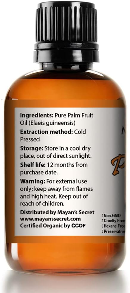 Pure Carrier and Essential Oils for Skin Care, Hair, Body Moisturizer for Face-Anti Aging Skin Care (Palm Fruit Oil Organic, 4oz)