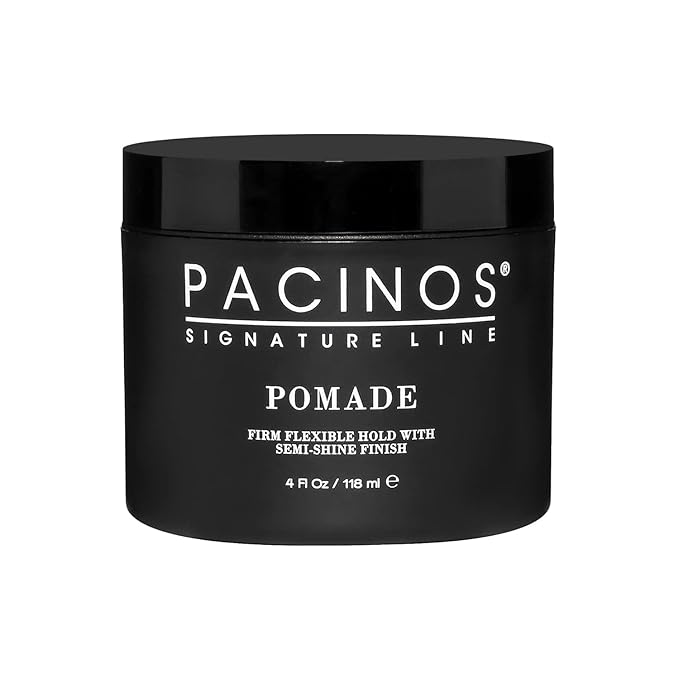 Pacinos Pomade - Flexible Hold, Frizz Control - High Shine Pomade for All Hair Types - 4oz