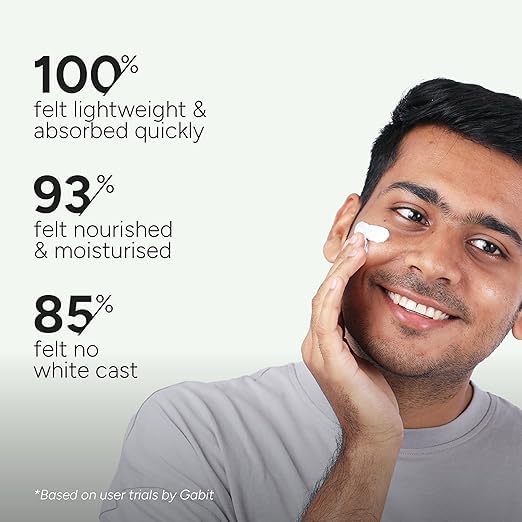 Gab-it 100% Mineral Sunscreen SPF 50+ PA++++ | Broad Spectrum UVA/UVB & Blue Light Protection | Water & Sweat Resistant | No White Cast | Zinc Oxide, Vitamin E & Oat Extract | Oil-Free | 50 ml