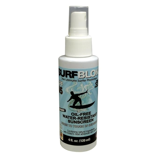Surf Blok SPF 45 Water Resistant Spray Sunscreen – Sun Protection Sunblock– All Body Sun Block – Sun Screen That Dries Quickly