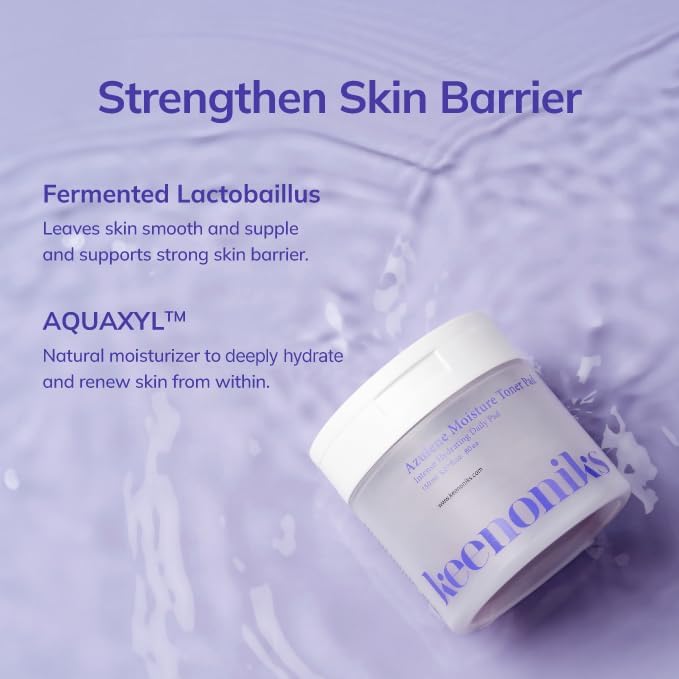 keenoniks Moisture Recovery Toner Pads for Dry, Sensitive Skin – Soothes & Hydrates with Azulene & Chamomile – Korean Skincare - 80 Pads (5.07 fl oz)