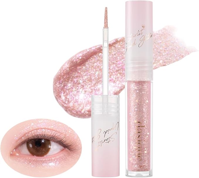 dasique Starlit Jewel Liquid Glitter (06 Pink Crystal) | Twinkle Glitter Shadow | Korean Makeup | Shimmer Eye Make Up | Eyeshadow Eyeliner | Long lasting | Multi use | Quick drying
