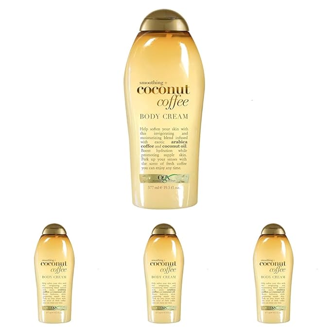 OGX Smoothing + Coconut Coffee Body Cream 19.5 oz,(Pack of 4)
