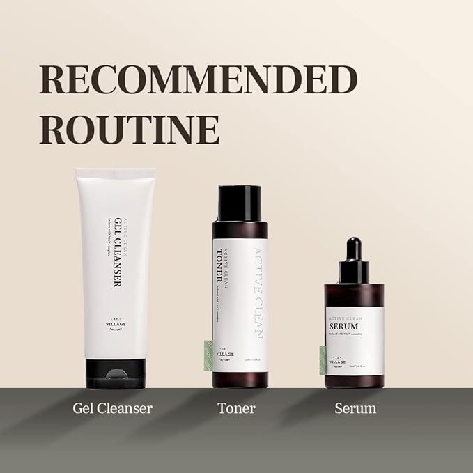 Village 11 Factory Active Clean Toner AHA BHA Acne and Oily Skin Gentle ph Hydrating and Exfoliating Korean Skincare (4.06 fl oz/120ml)