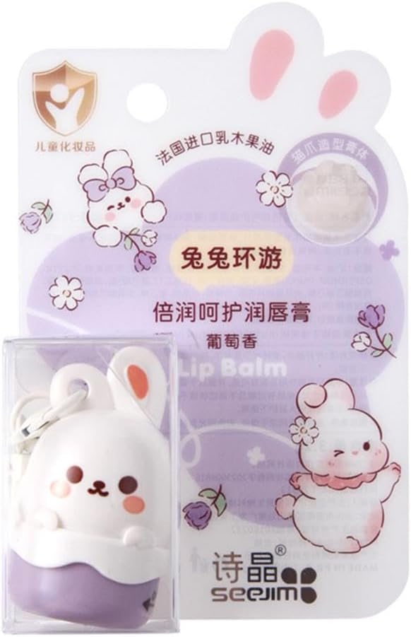 Cute Little Rabbit Lip Balm for Children,Anti-Dry Anti-Crack Moisturizing Lip Gloss,Natural Ingredients Lipsticks Lip Care Products,Fruit Flavored Lip Stick for Kids