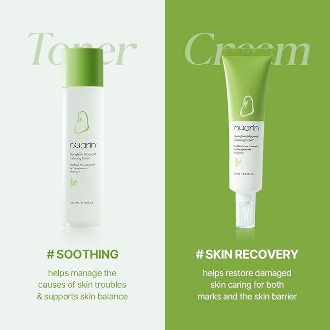 NUARIN Ganghwa Mugwort Calming Skincare | Soothing Toner & Cream Set
