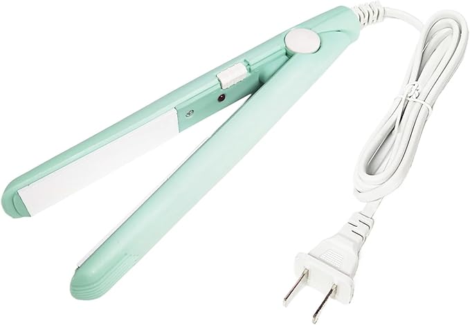 Mini Hair Straightener 2 in 1 Straight and Curly Hair Flat Iron Ceramic Tourmaline Plate 100-240V 20W US Plug (Green)