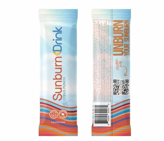 Sunburn Care Kit: TermaBurn Sunburn Care Aloe Wrap and SunBurnDrink Citrus Punch Drink Stick (x2)