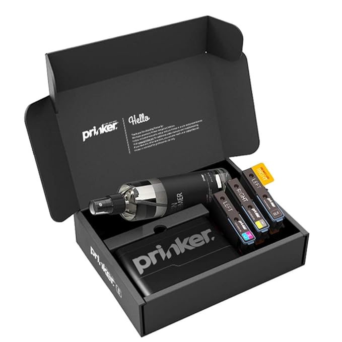 Prinker S Black & Color Temporary Tattoo Printer, Custom Tattoos in Seconds, Water-Resistant and Soap-Washable, Android & iOS Compatible, Ink Included