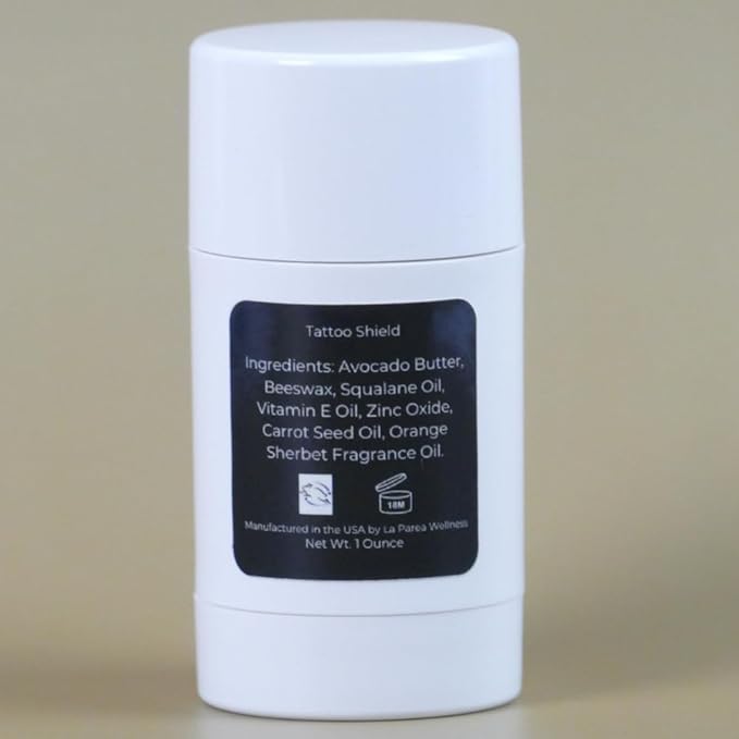 Tattoo Shield Natural Sunscreen Stick for Tattoos - SPF 40 UV Protection with Zinc Oxide, Avocado Butter, & Vitamin E