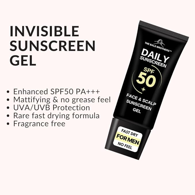 Daily Scalp Sunscreen Fragrance Free - SPF 50+ | Bald Head Care for Men | Everyday Face & Scalp Care | Matte, No Grease, Vegan | The Bald Brothers