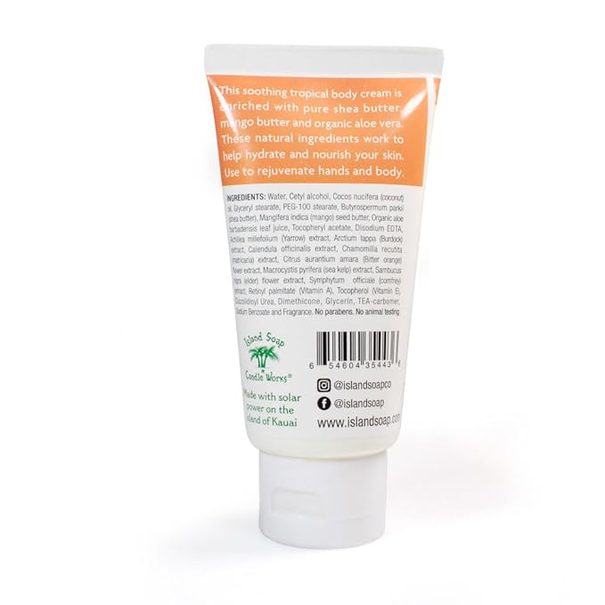 Island Soap and Candle Works Shea Butter Body Cream for Men and Women - Body Moisturizer for Dry Skin - Beauty and Personal Care - Hawaiian Gifts - Hawaiian Sunrise, 3 Fl oz. Bottle