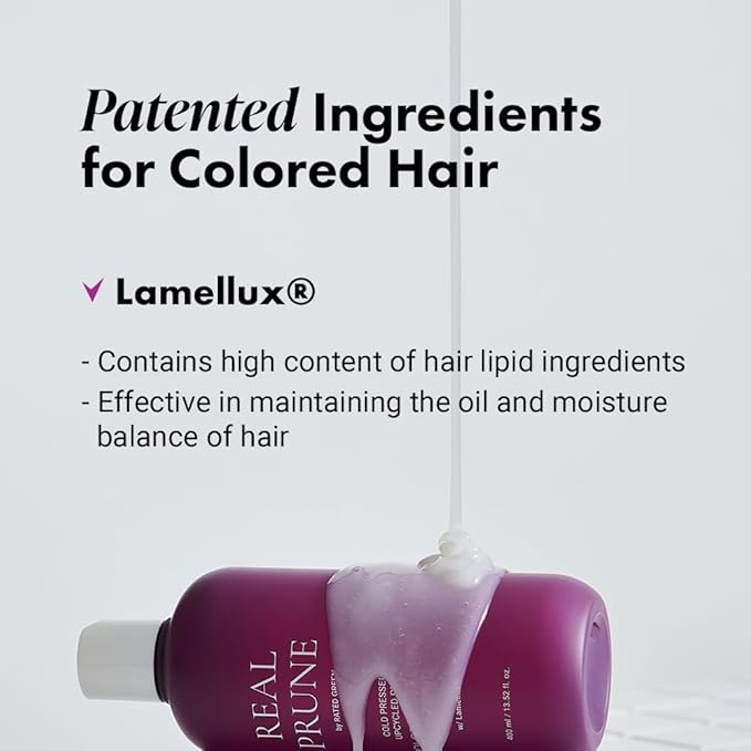 RATED GREEN Real Prune Color Protecting Travel Size Shampoo | Organic Cold Pressed Ingredient & Lamellux | For Color Treated hair | Silicone-Free, Korean Hair Care | 3.38 fl oz