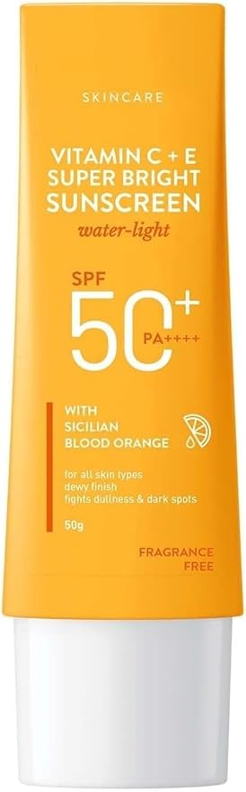 Generic Vitamin C + E Super Bright Sun screen Spf-50 |Water-Light, UVA/UVB No White Cast| For All Skin Types | 80 Gm