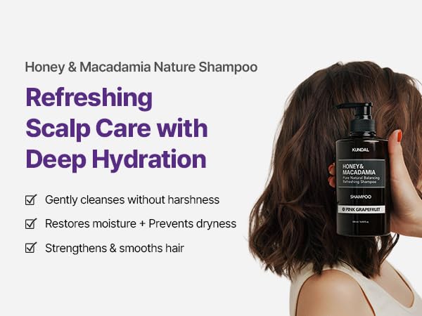 KUNDAL Honey & Macadamia Natural Shampoo Korean Hair Care Shampoo Damage Repair Strengthen, Nourish, with Argan Oil, Free Paraben & Sulfate 16.9 fl oz (Cherry Blossom)