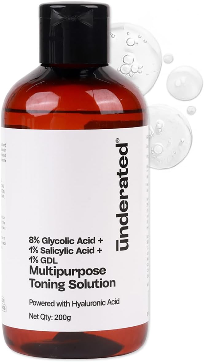 Multipurpose Toning Solution with 8% Glycolic Acid, 1% Salicylic Acid & 1% GDL | Gentle Exfoliating Liquid for Clear, Refreshed Skin | 200g