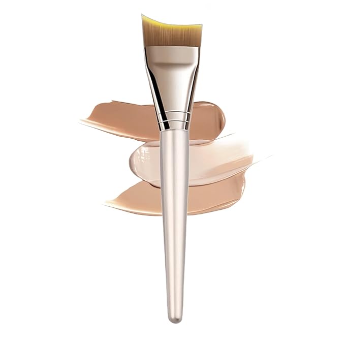 Foundation Brush, Angled Makeup Brush Ultra Thin Facial Brush Fast Flawless Face Mask Brushes for Blending Liquid Foundation, Blending Cream, Gold