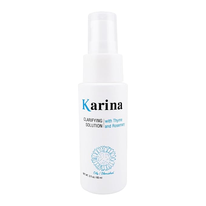 Karina Clarifying Face Toner for Oily Skin – 2 Fl Oz with Thyme, Rosemary, Witch Hazel & Botanicals – Moisturizing Toner for Glowing, Clear, Blemish-Free Skin – Natural Skin Toner for Face