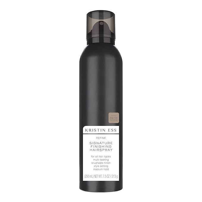 Kristin Ess Hair Refine Signature Finishing Hairspray for Hair Styling - Flexible Hold, Brushable Texture, Style Support for Straight, Textured, Wavy or Curly hair, Vegan, 7.5 oz